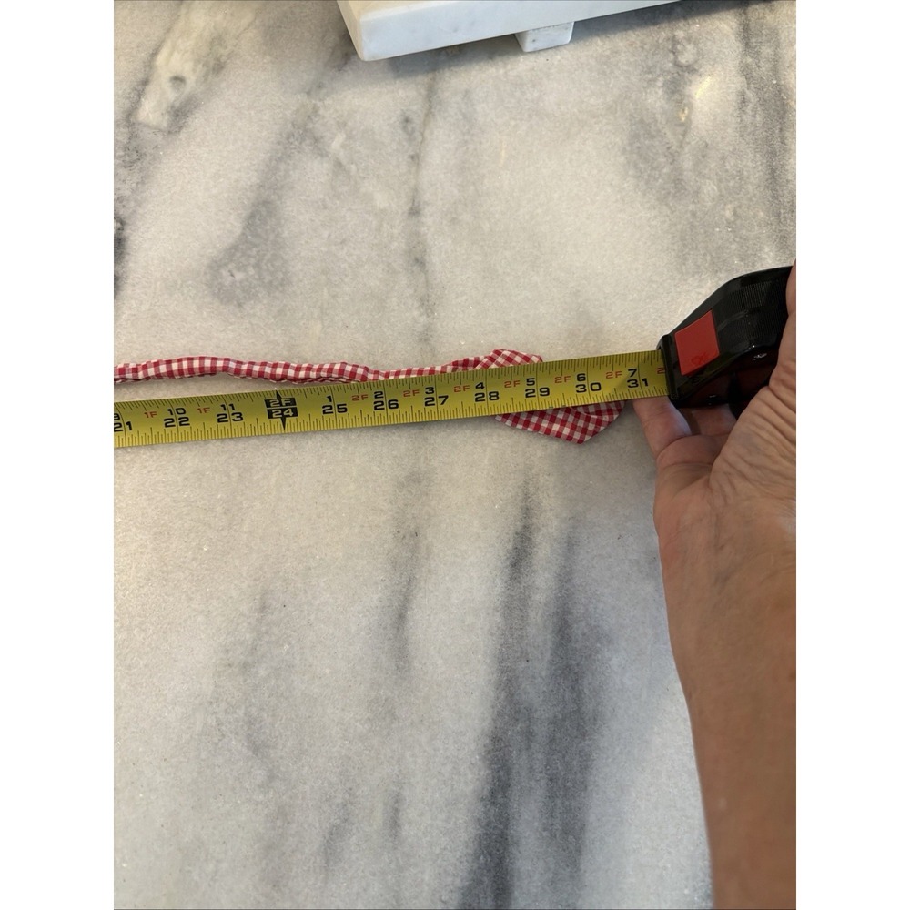 Vintage Hand Made Half Apron With Embroidery Red and White Check - Picture 8 of 9